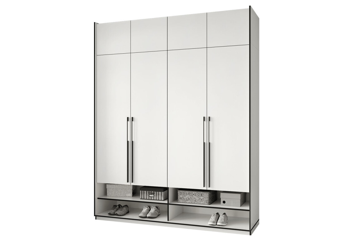 Фото Шафа Moreli Ramo / Рамо R-0007 4-дверна з полицями та антресоллю 196,8 см, біла