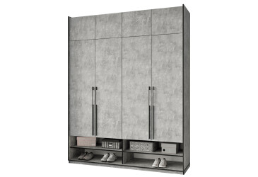 Фото Шафа Moreli Ramo / Рамо R-0010 4-дверна зі штангою справа, полицями та антресоллю 196,8 см, бетон
