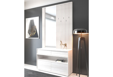 Фото Прихожая Gerbor холдинг Дели с тумбой 120 см, ясень снежный