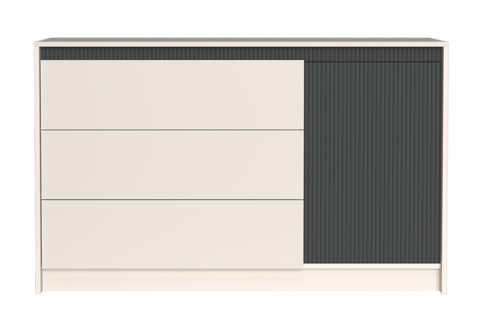 Фото 1 - Комод Гербор Монако 1-дверный с 3 ящиками 136 см, кашемир / элегантный серый софттач