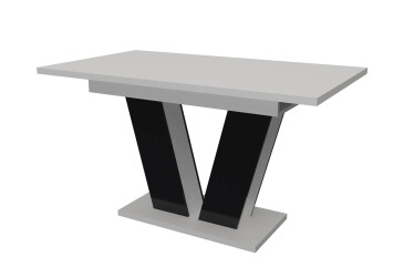 Фото Стол Неман Рой раздвижной 140/180х80, белый / чёрный глянец