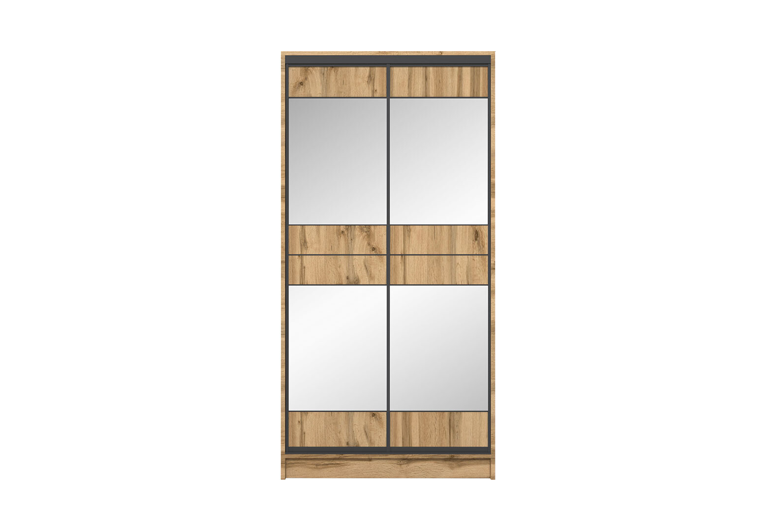 Фото 4 - Шафа-купе дводверна 1200х600х2400 ДСП + Дзеркало Срібло, дуб аппалачі