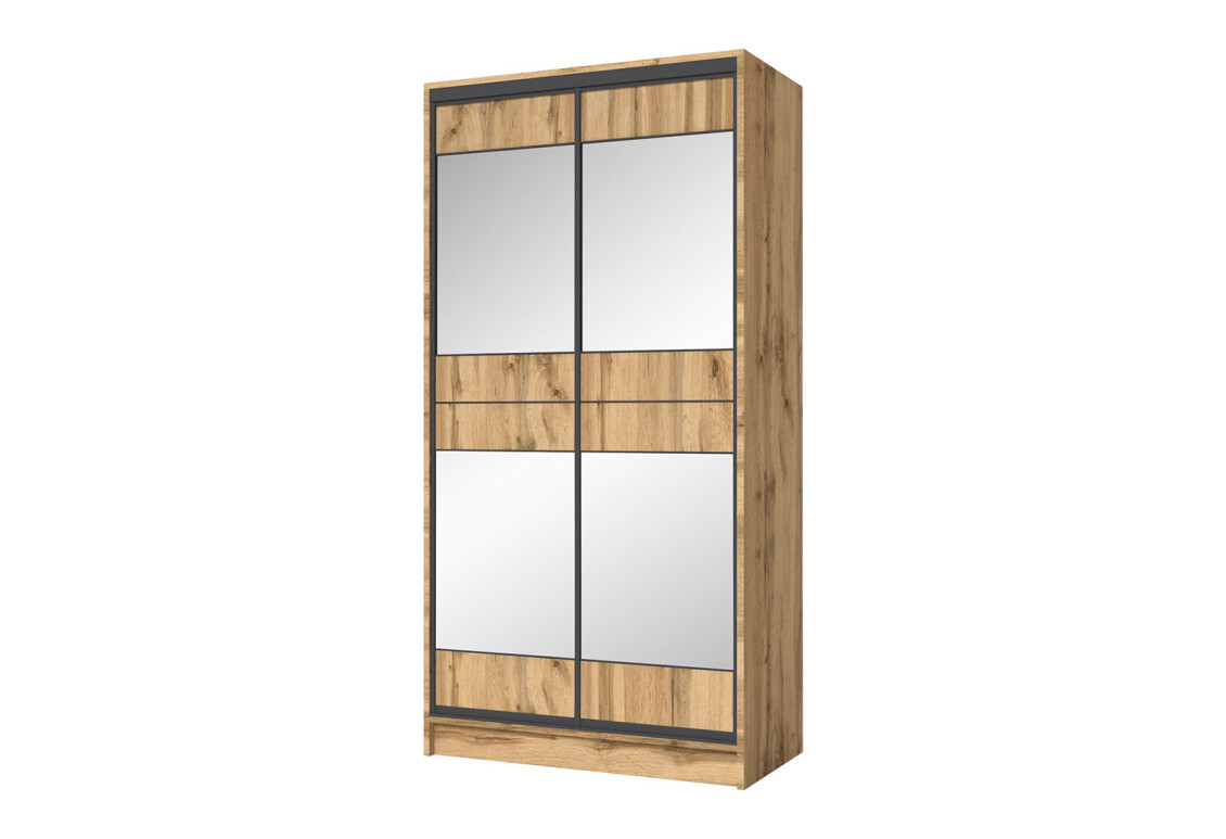 Фото Шкаф-купе двухдверный 1200х600х2400 ДСП + Зеркало Серебро, дуб аппалачи