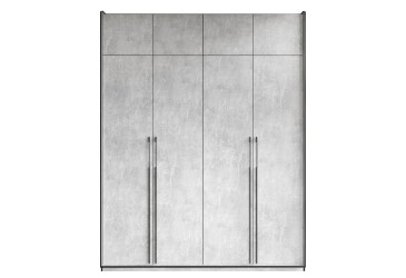 Фото Шафа Moreli Ramo / Рамо R-0020 4-дверна зі штангою справа, полицями та антресоллю 196,8 см, бетон