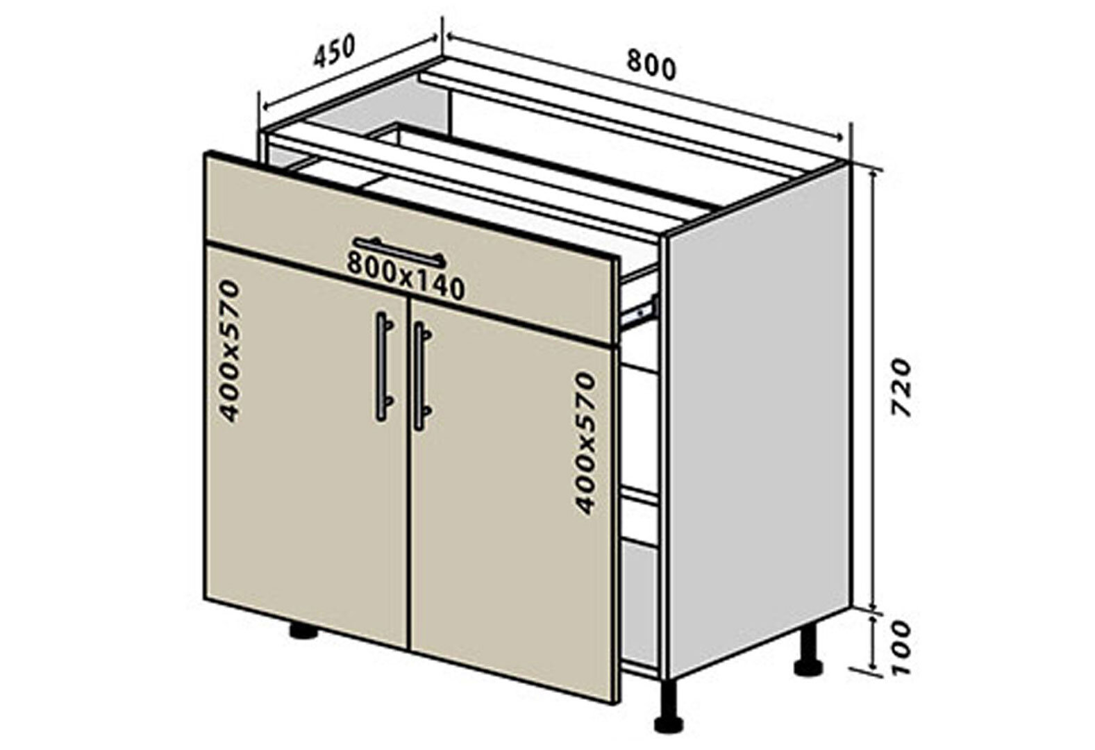 Фото 1 - Н31 Тумба 1Ш2Д 80 Соната / Sonata Вип-Мастер