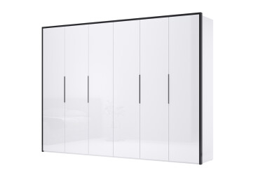 Фото Шкаф 6дв без зеркал Белый глянец / Мат антрацит
