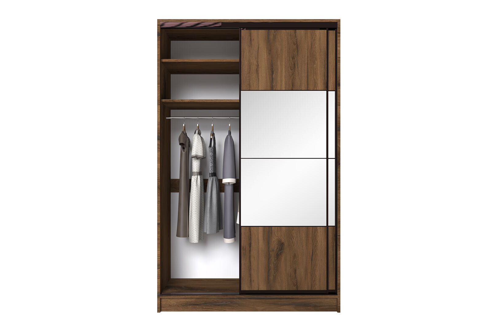 Фото 5 - Шафа-купе Київський Стандарт 2Д 1500х2400х600 Комб 7_7/7 ДСП + Дзеркало Срібло, дуб ліворно