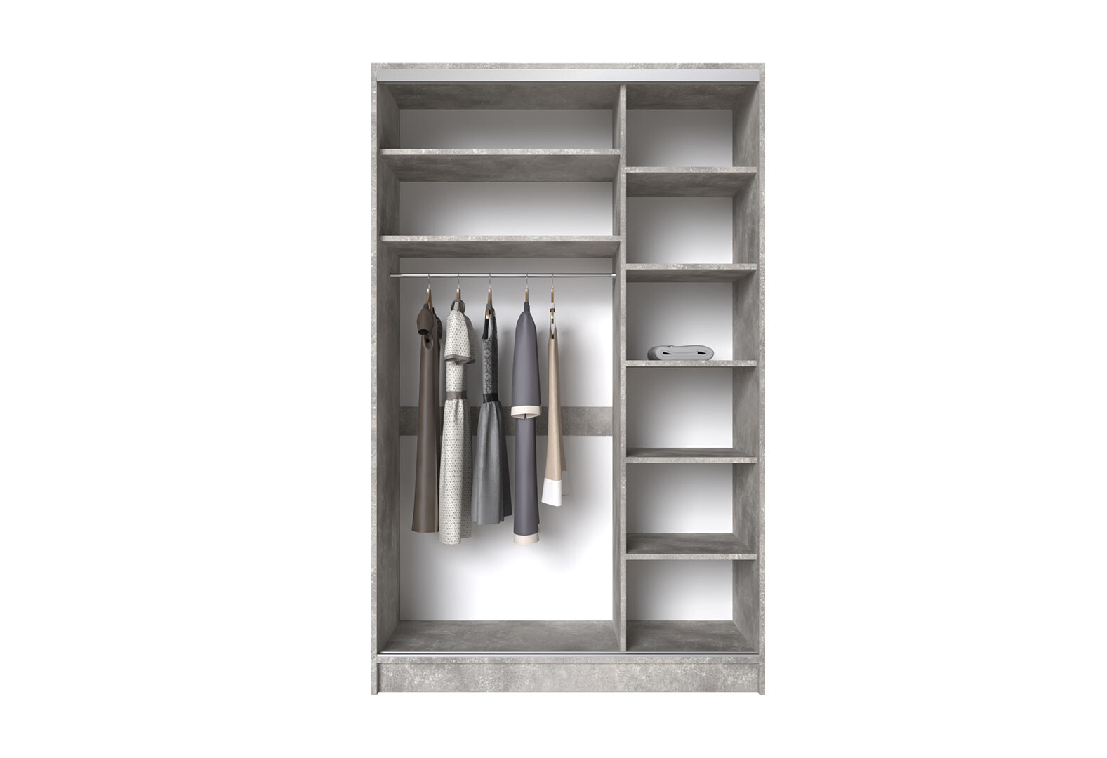 Фото 6 - Шкаф-купе Киевский стандарт 2Д 1500х2400х600 ДСП + Зеркало графит, бетон