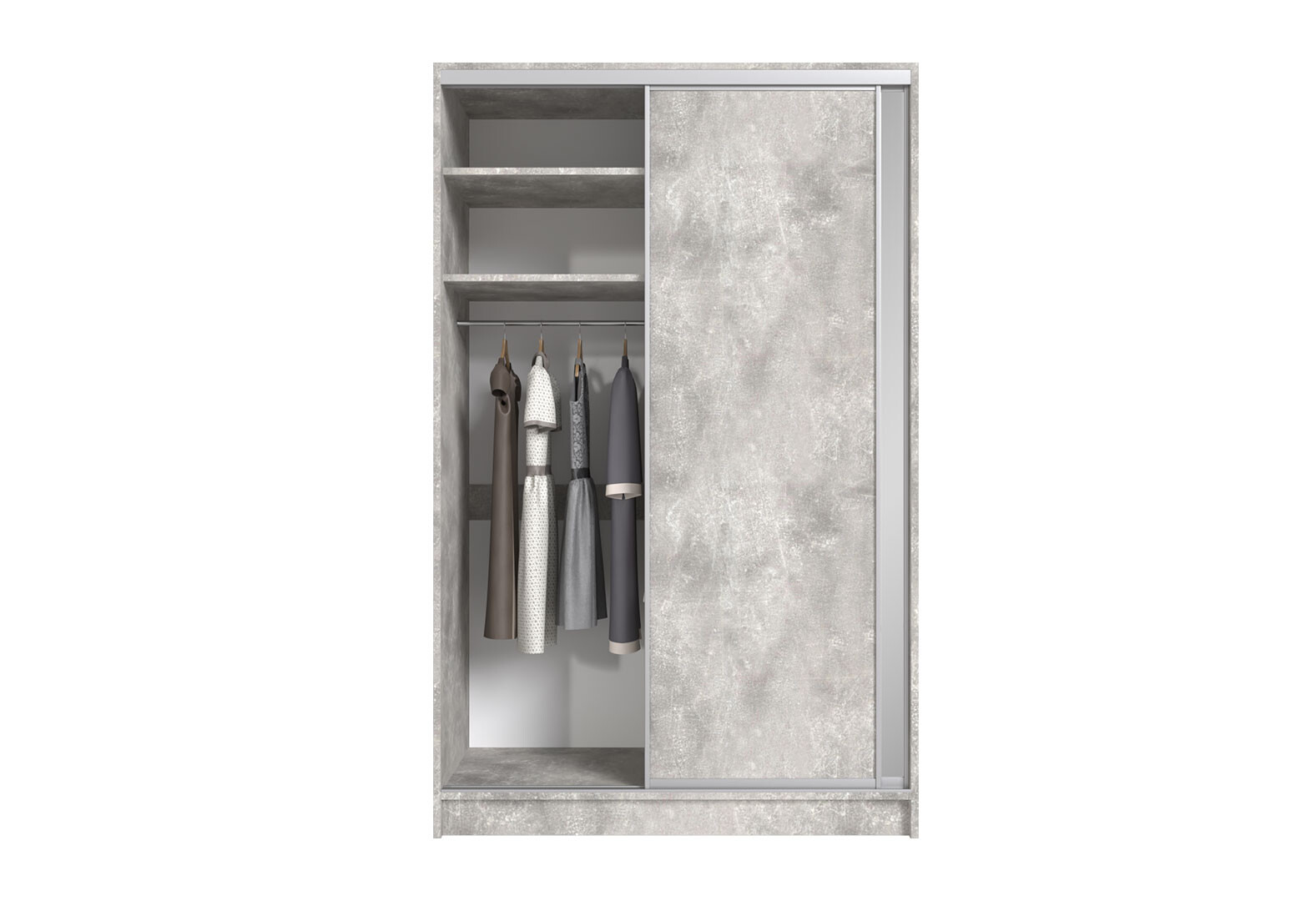 Фото 5 - Шкаф-купе Киевский стандарт 2Д 1500х2400х600 ДСП + Зеркало графит, бетон