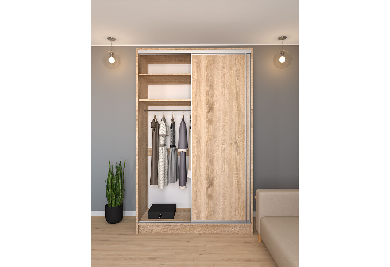 Фото 3 - Шкаф-купе Киевский стандарт 2Д 1500х2400х600 ДСП дуб сонома