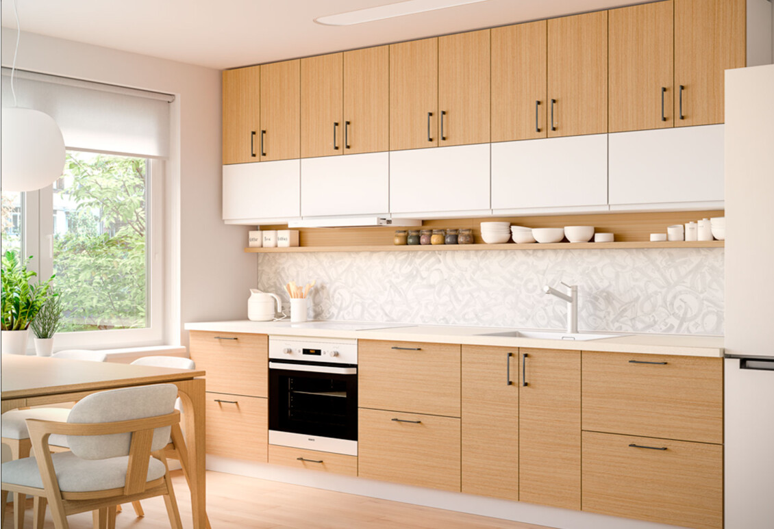 Фото Кухня Соната Люкс / Інтерно Люкс 3.0 Вип-Мастер Белый / Дуб элегант, белый