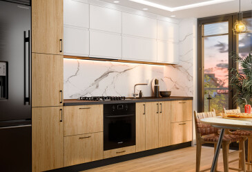 Фото Кухня Соната Люкс / Інтерно Люкс 3.0 (I) Вип-Мастер Белый / Дуб класичний, белый