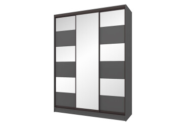 Фото Шкаф-купе Киевский стандарт 3-дверный с зеркалом и комби ДСП/зеркало 180x240x60 см, антрацит