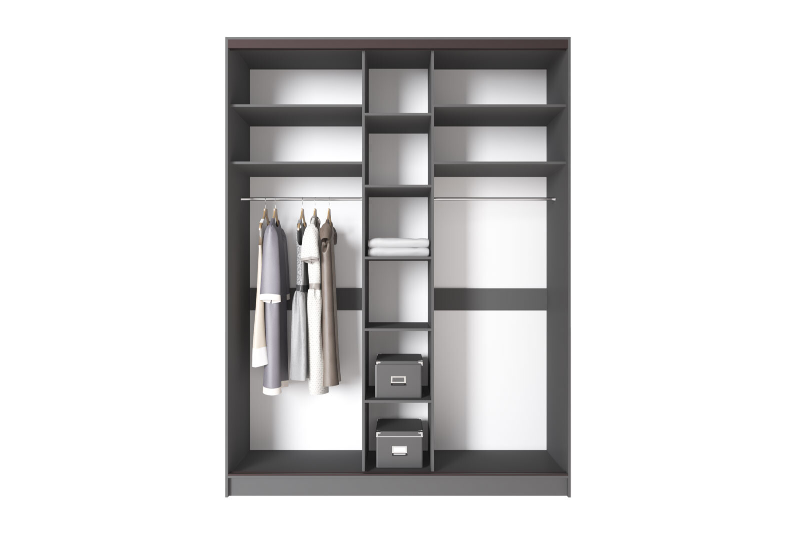 Фото 7 - Шкаф-купе Киевский стандарт 3-дверный с зеркалом и комби ДСП/зеркало 180x240x60 см, антрацит