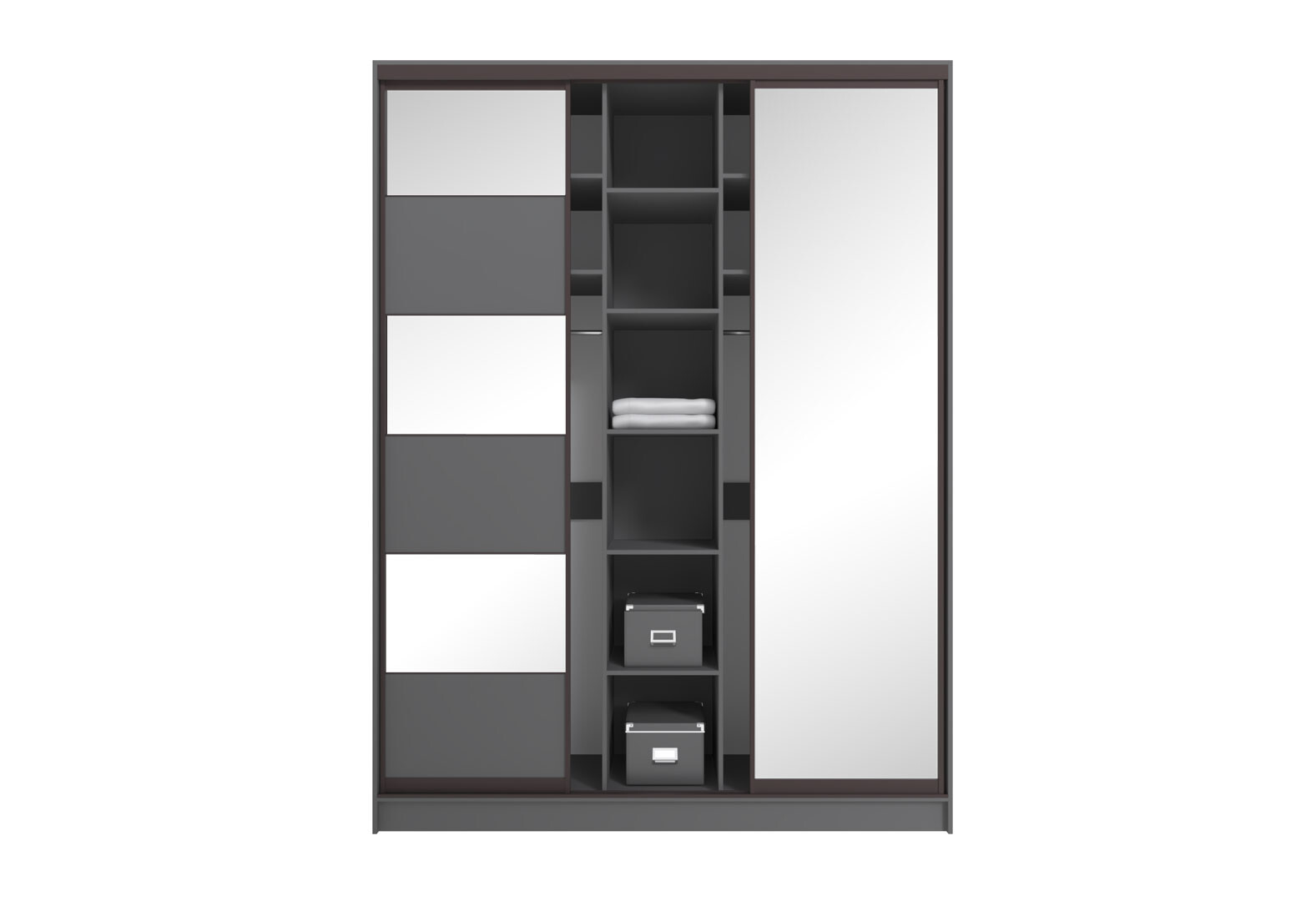 Фото 6 - Шкаф-купе Киевский стандарт 3-дверный с зеркалом и комби ДСП/зеркало 180x240x60 см, антрацит