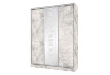 Фото Шкаф-купе Киевский стандарт 3-дверный ДСП + зеркало из худ. матированием 1-174, 180x240x60 см, бетон