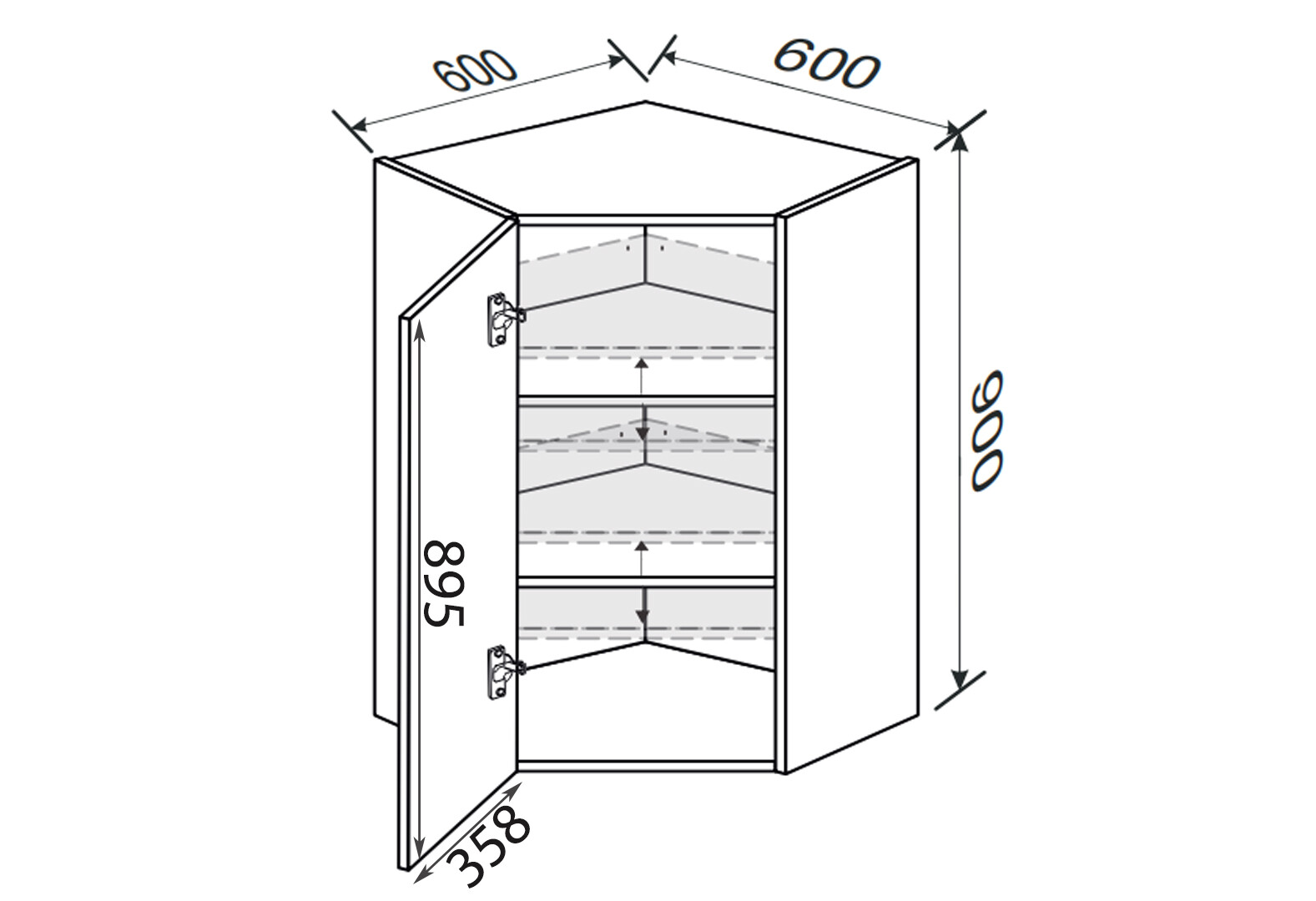 Фото 2 - Верх Угол В 45°/900 (600х600) 1дв Мэри / Mary МироМарк