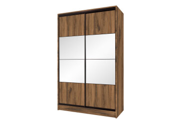 Image Шкаф-купе Киевский стандарт 2Д 1500х2400х600 Комб 7_7/7 ДСП + Дзеркало Срібло, дуб ливорно