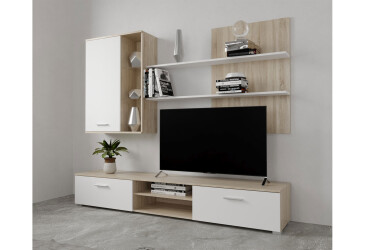 Фото Стенка Gerbor холдинг Кватро 200 см дуб сонома / нимфеа альба (полка нимфеа альба)