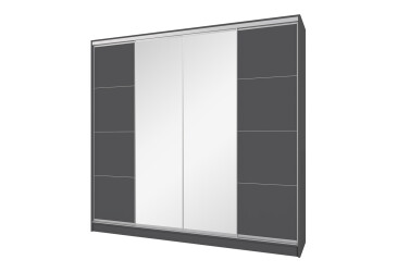 Фото Шкаф-купе Киевский Стандарт 4Д 2500х2400х600 зеркало + Комб 7_7/9 ДСП, антрацит