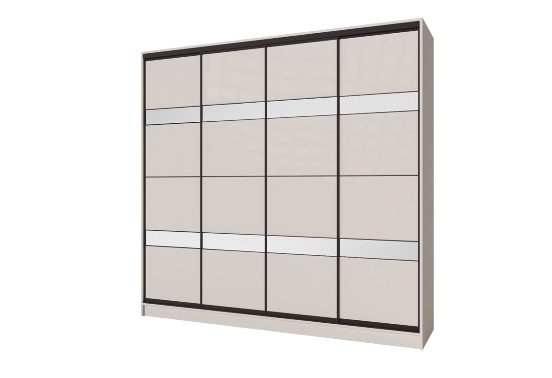 Фото Шкаф-купе Киевский Стандарт 4Д 2500х2400х600 Комб 14_14/1 ДСП + Дзеркало Срібло, кашемир