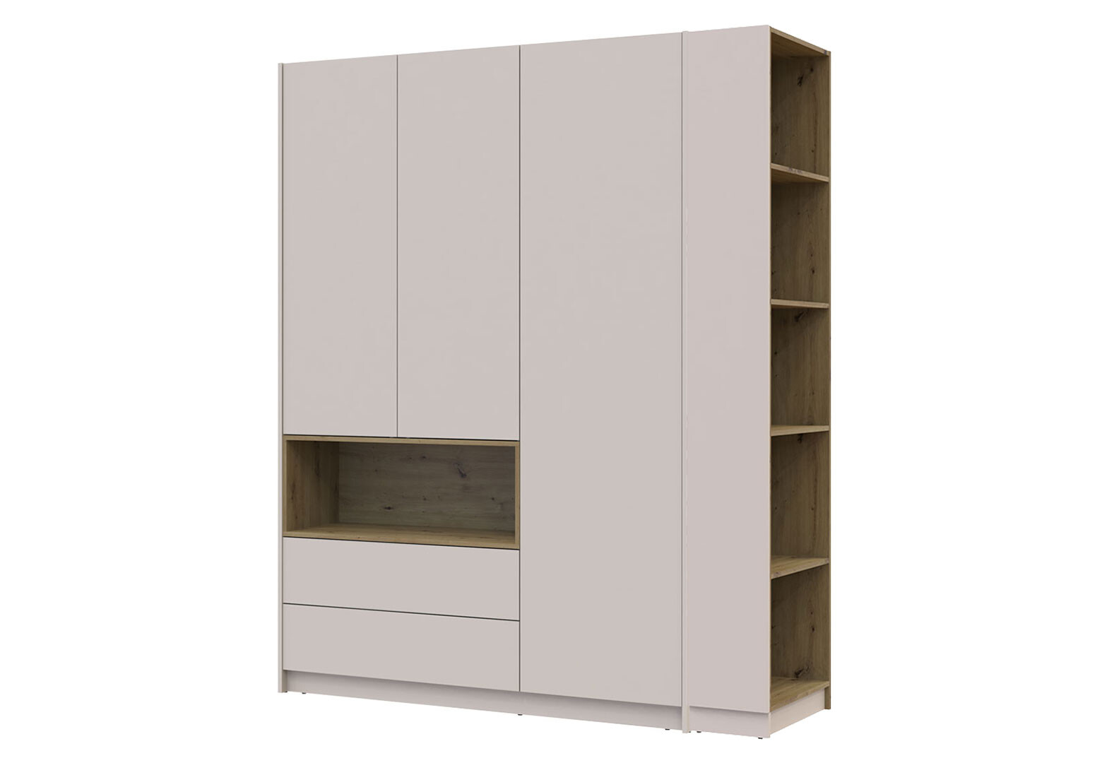 Фото 1 - Шафа Doros Дейл 3-дверна з нішею та 2 шухлядами + етажерка 178 см, Кашемір / Дуб Артізан
