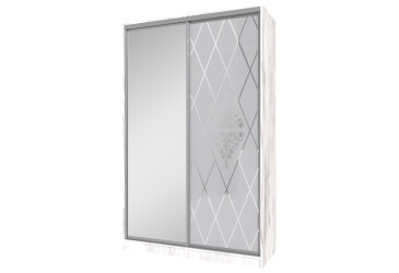Фото Шафа-купе Мебель Стар 2-дверый 1500х2400х600 с зеркалом и фасадом Худ.мат, аляска серая