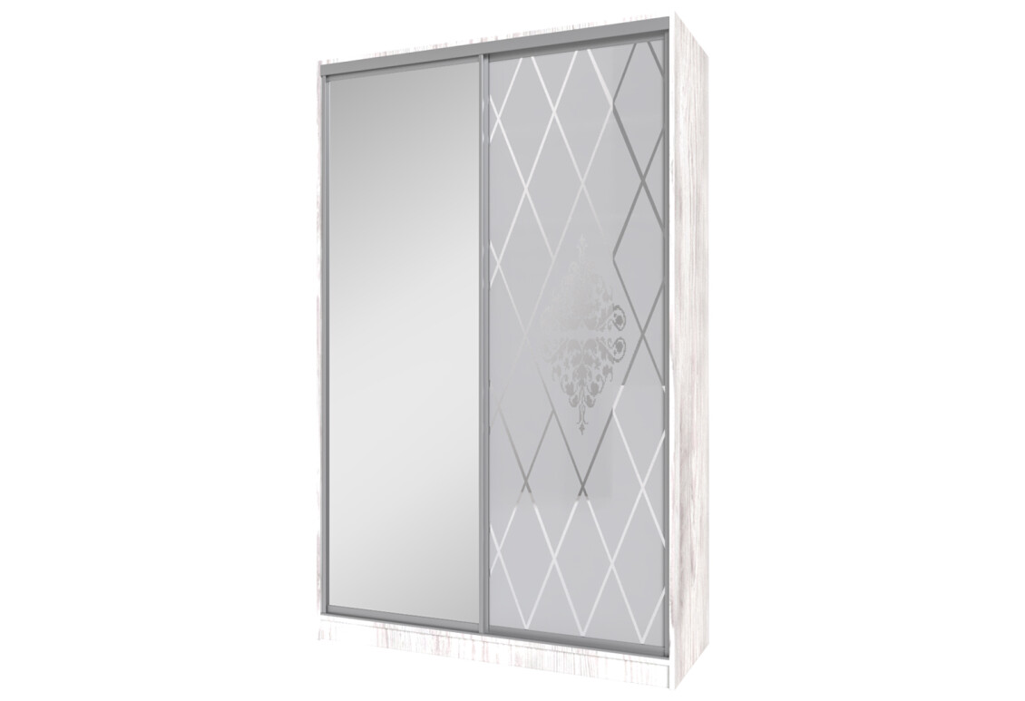 Фото Шафа-купе Мебель Стар 2-дверый 1500х2400х600 с зеркалом и фасадом Худ.мат, аляска серая