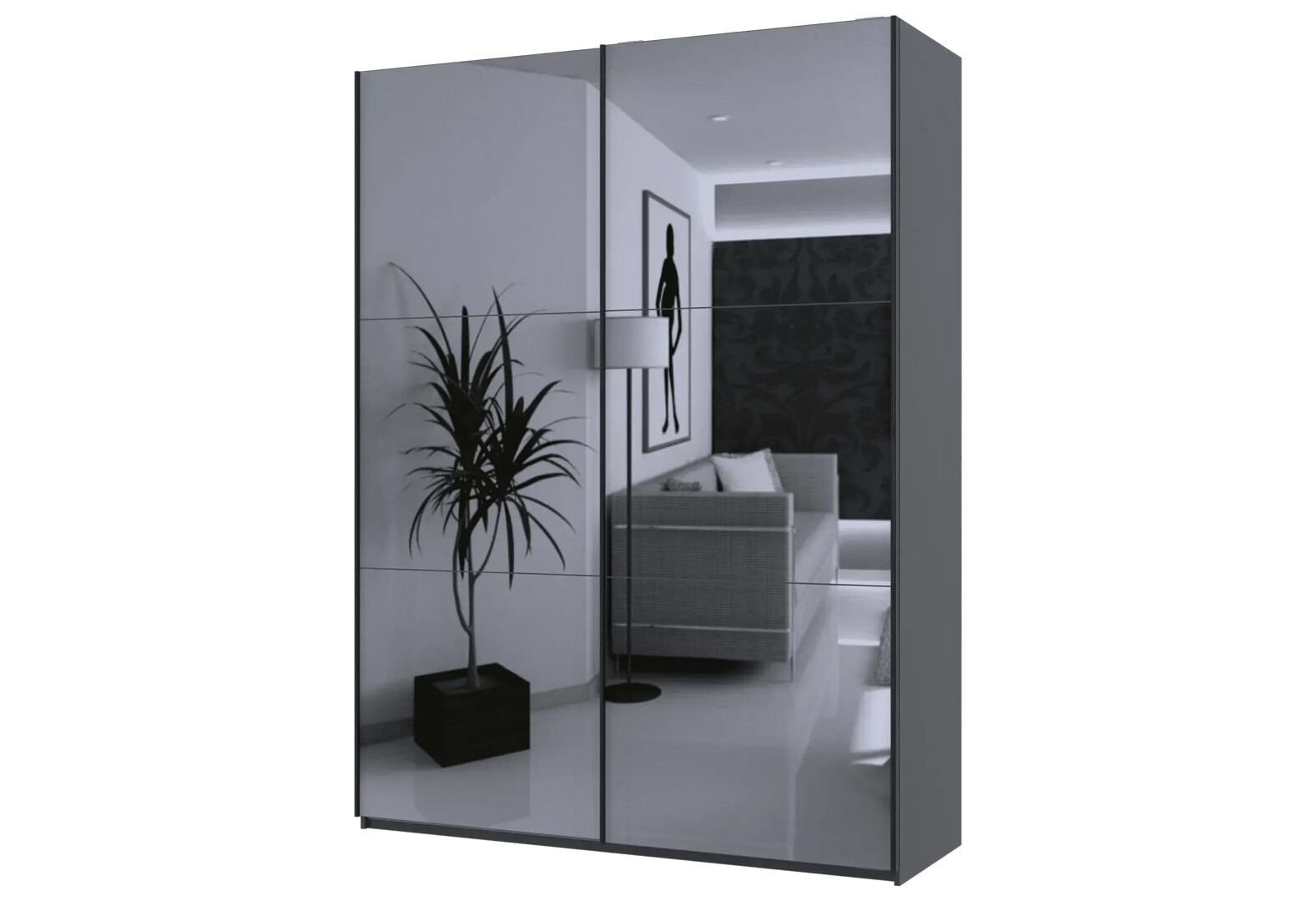 Фото 1 - Шафа-купе Doros G-Caiser / Джі-Кейзер 2-дверна з дзеркалами 180 см, графіт