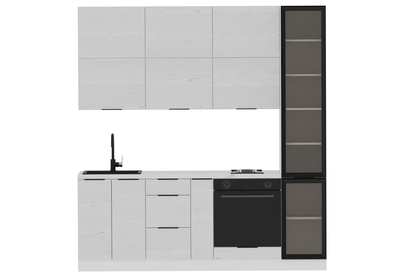 Фото 2 - Кухня Мебель Стар Диплос / Diplos Blum 2.2 с витриной, аляска белая / белое дерево