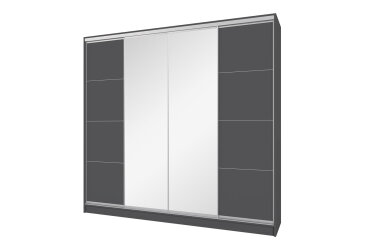 Image Шкаф-купе Киевский Стандарт 4Д 2500х2400х600 зеркало + Комб 7_7/9 ДСП, антрацит