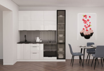 Image Кухня Мебель Стар Диплос / Diplos Blum 2.2 с витриной, аляска белая / белый глянец