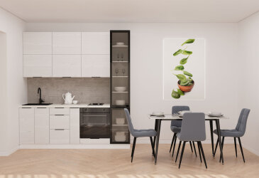 Image Кухня Мебель Стар Диплос / Diplos Blum 2.2 с витриной, аляска белая / белое дерево