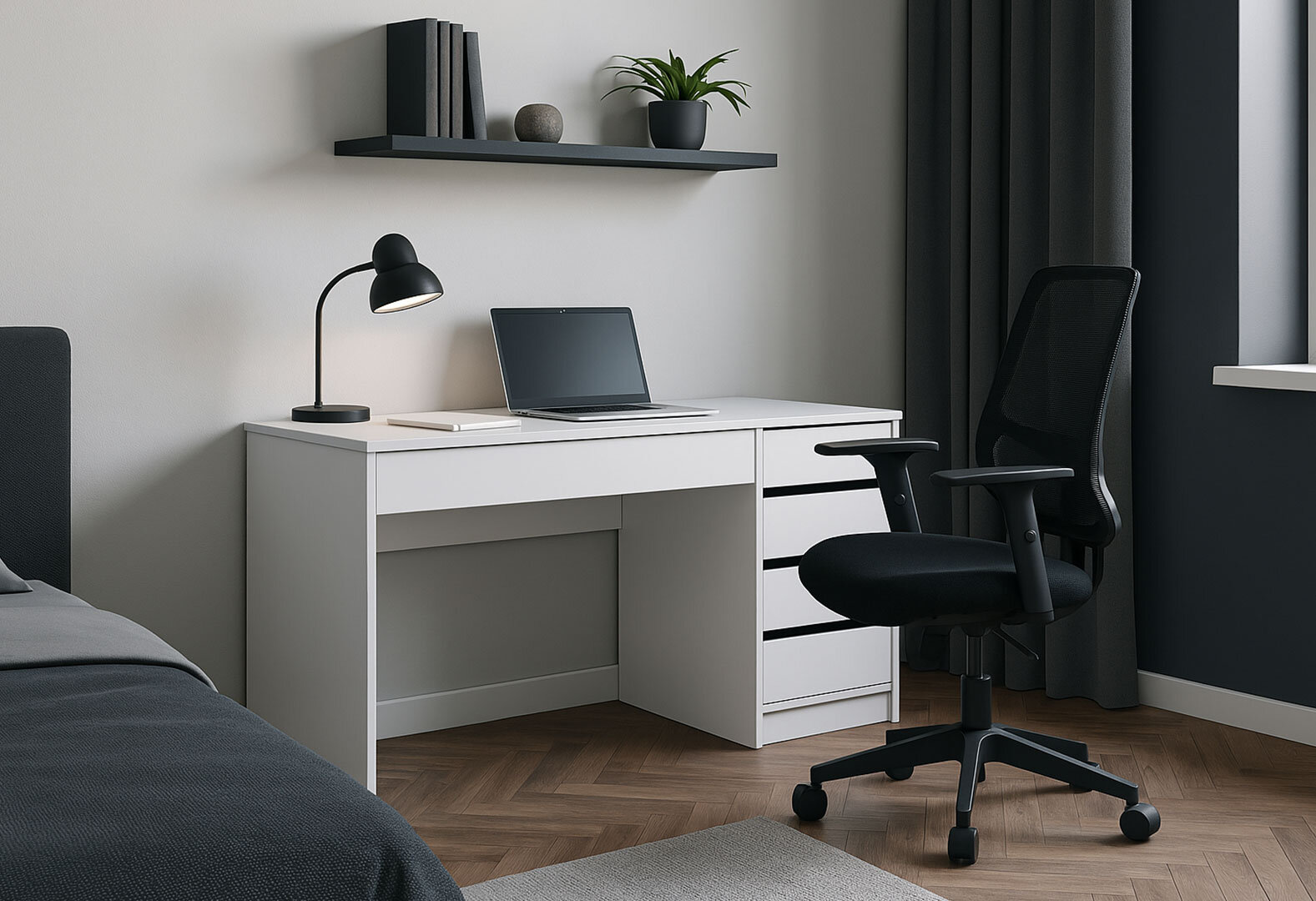 Фото 2 - Стіл письмовий Kredens furniture Ерго / Ergo 110x55 см правий з 5-ма шухлядами Білий