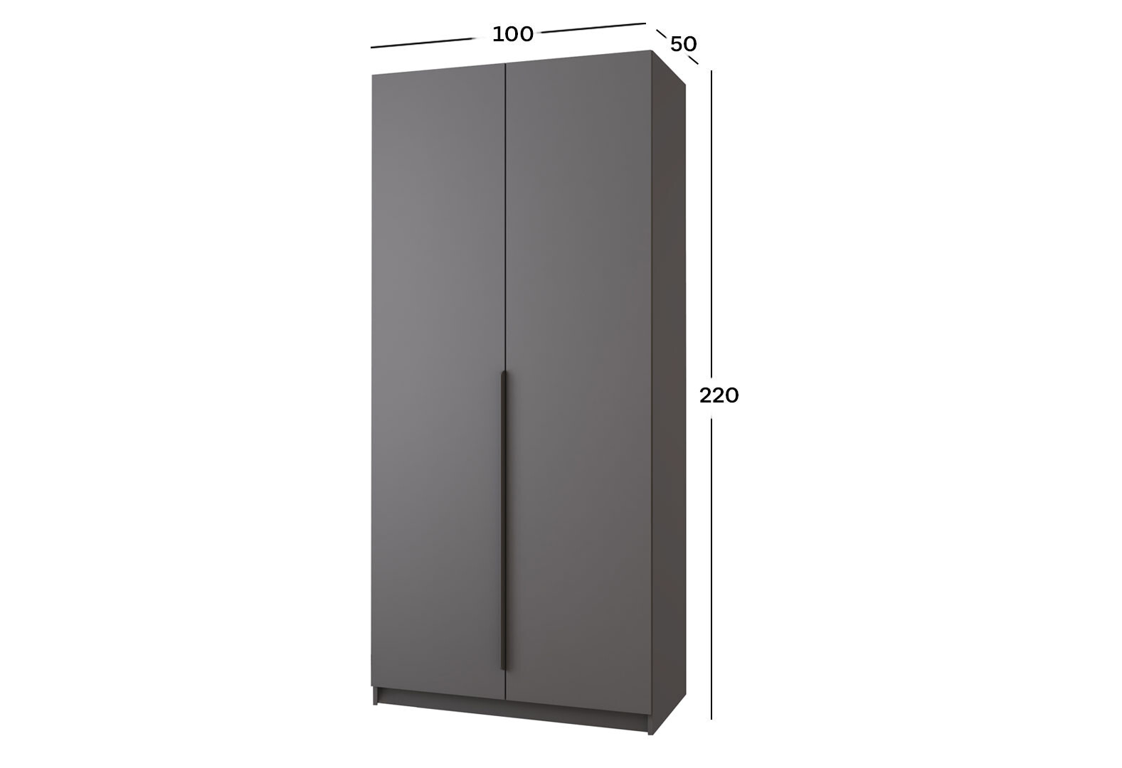 Фото 4 - Шкаф Мебель Стар Оскар 2-дверный 100 см Антрацит