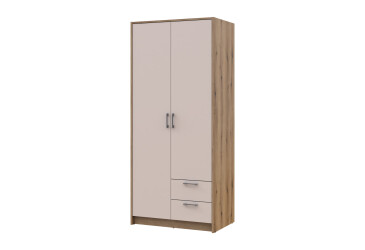 Фото Шкаф Doros Ронди 2-дверная с 2 ящиками 82 см Дуб Артизан / Кашемир