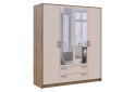 Фото 3 - Шкаф Doros Ронди 4-дверная с зеркалом и 2 ящиками 160 см Дуб Артизан / Кашемир