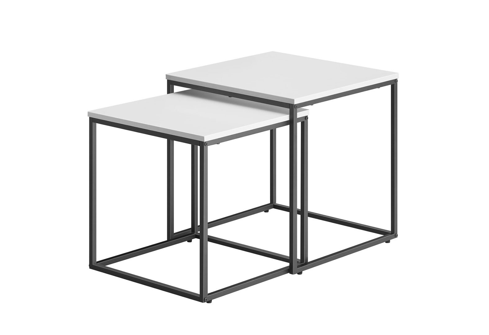 Фото 1 - Стіл журнальний Kredens furniture квадратний 2 шт, 50 / 45 см, білий / ніжки чорні