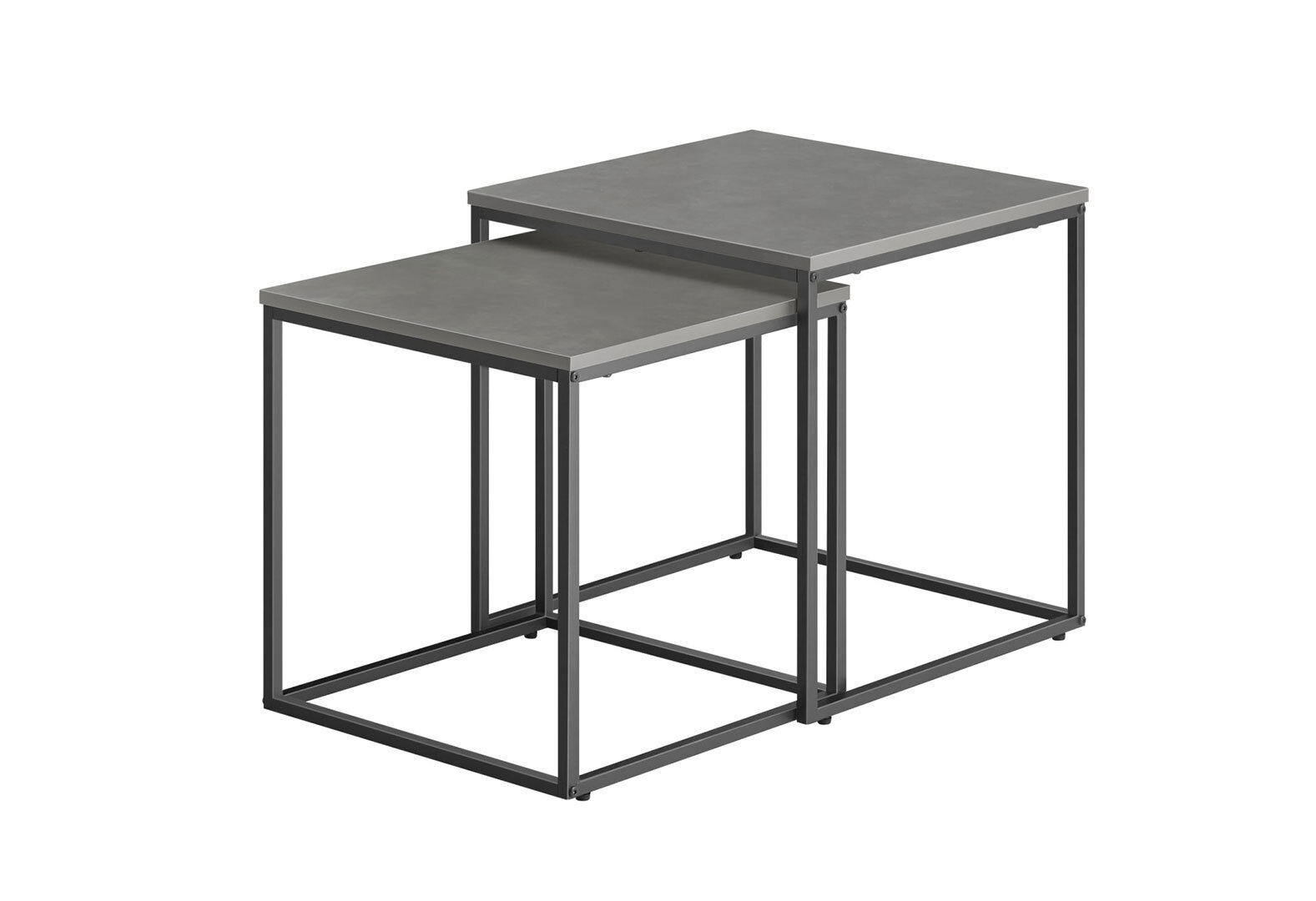 Фото 1 - Стіл журнальний Kredens furniture квадратний 2 шт, 50 / 45 см, бетон / ніжки чорні