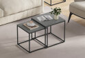 Image 3 - Стіл журнальний Kredens furniture квадратний 2 шт, 50 / 45 см, бетон / ніжки чорні
