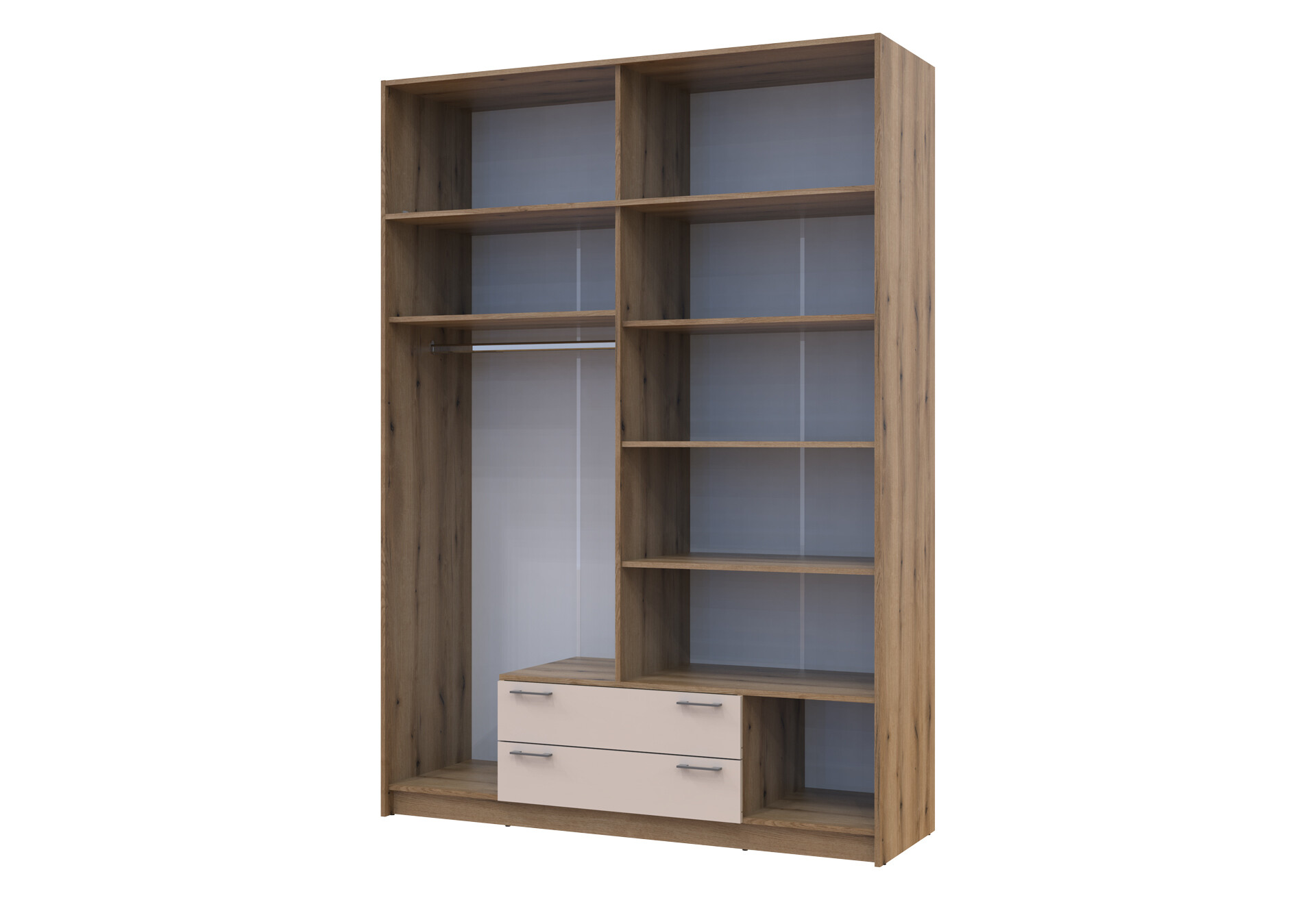 Фото 5 - Шкаф Doros Ронди 4-дверная с зеркалом, антресолей и 2 ящиками 160 см Дуб Артизан / Кашемир