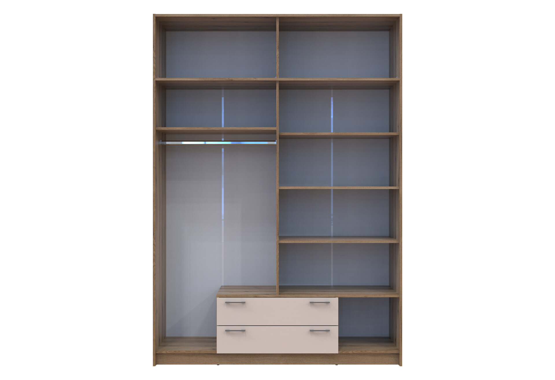 Фото 6 - Шкаф Doros Ронди 4-дверная с зеркалом, антресолей и 2 ящиками 160 см Дуб Артизан / Кашемир