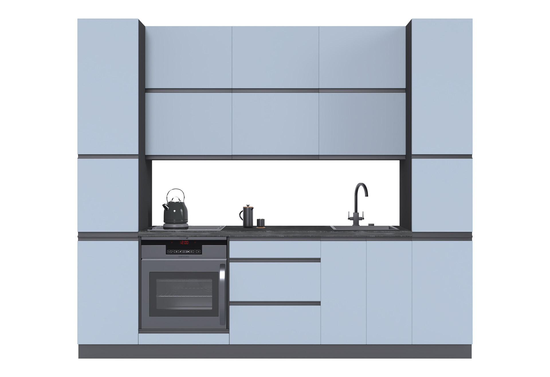 Фото 3 - Кухня Вип-Мастер Риолайн Люкс / RioLine Luxe Матова 260 см, антрацит / серо-голубой М06