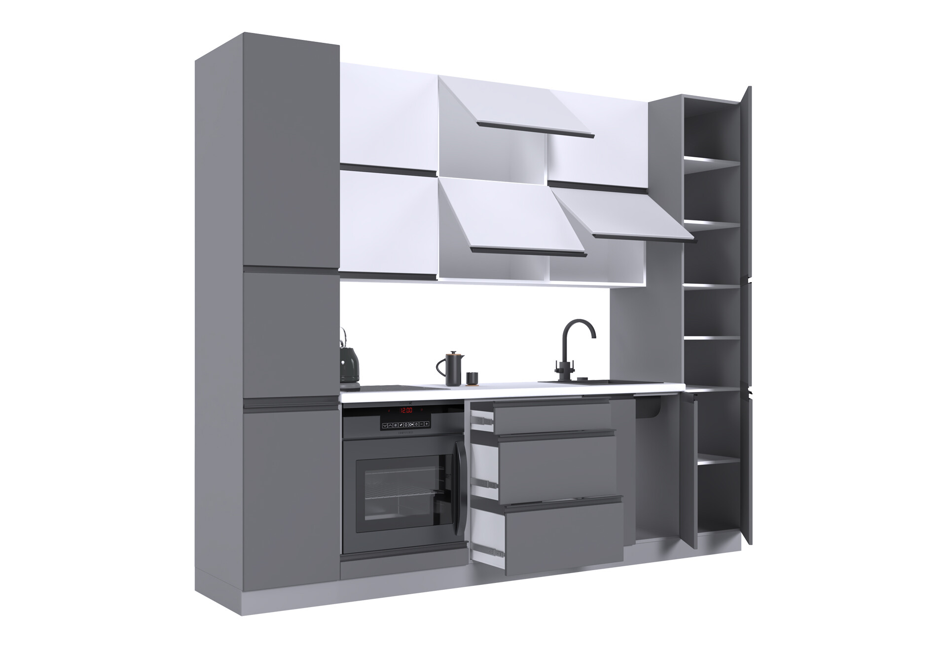 Фото 4 - Кухня Вип-Мастер Риолайн Люкс / RioLine Luxe Матова 260 см, белый / серый