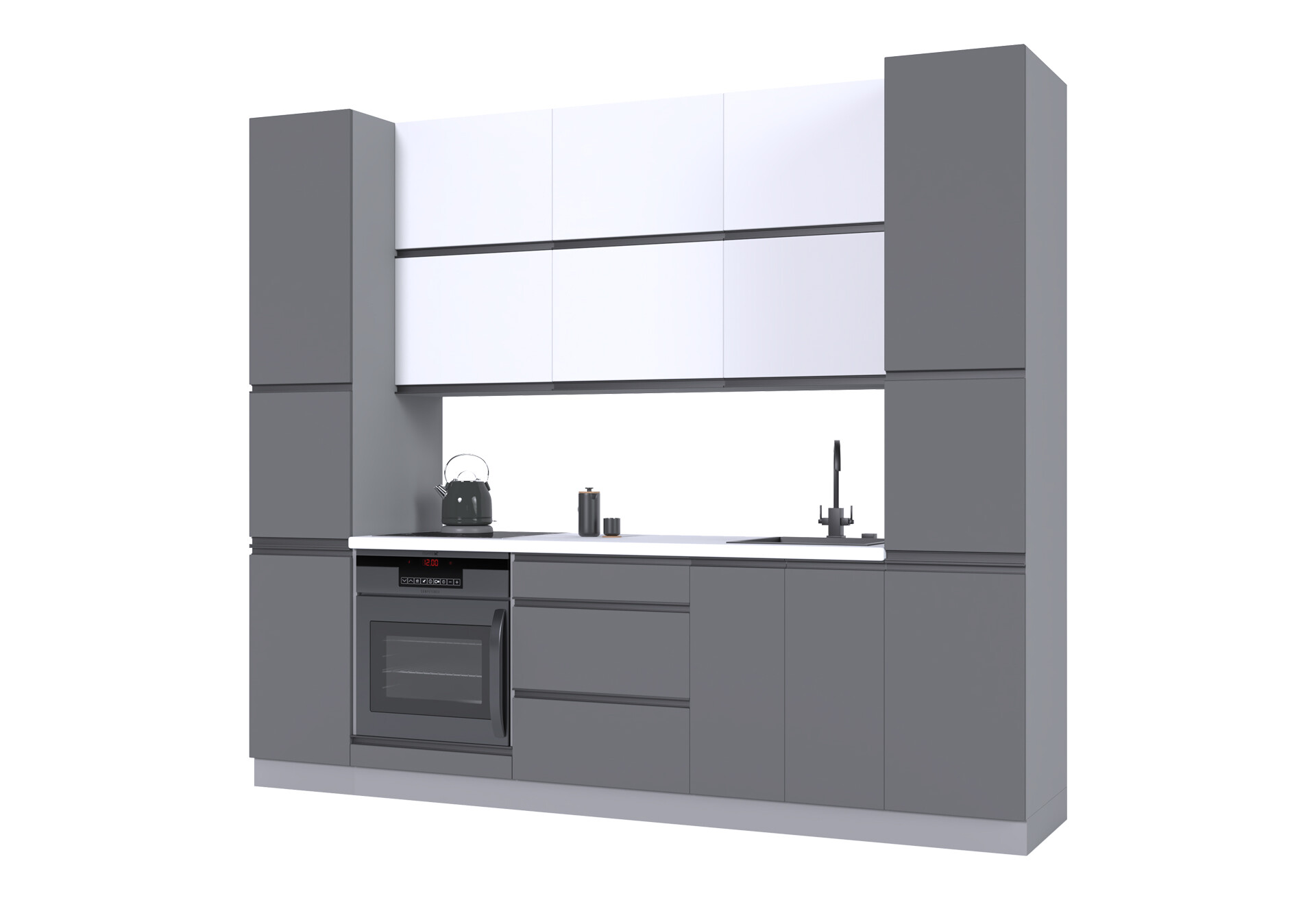 Фото 2 - Кухня Вип-Мастер Риолайн Люкс / RioLine Luxe Матова 260 см, белый / серый