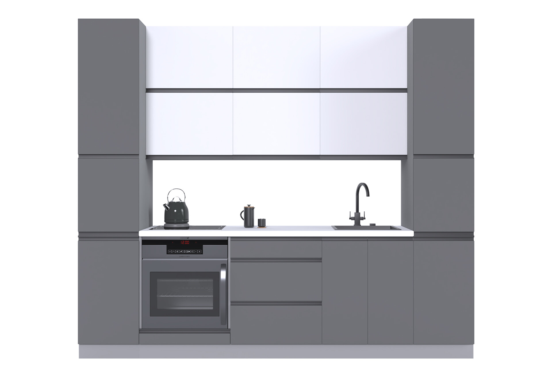 Фото 3 - Кухня Вип-Мастер Риолайн Люкс / RioLine Luxe Матова 260 см, белый / серый