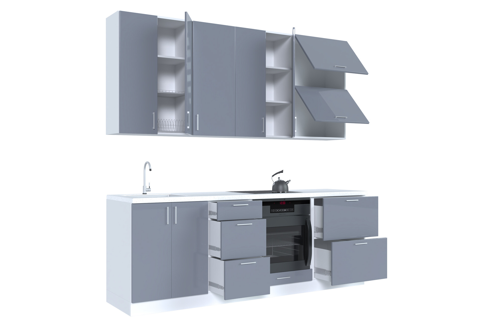 Фото 4 - Кухня Вип-Мастер Марго Люкс 220 см, белый / шифон