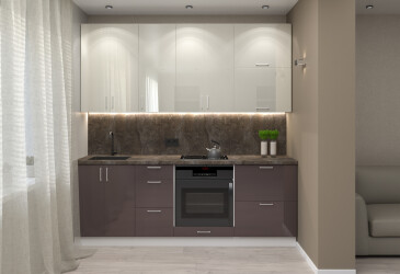 Фото Кухня Вип-Мастер Марго Люкс 220 см, белый / кружево, велюр