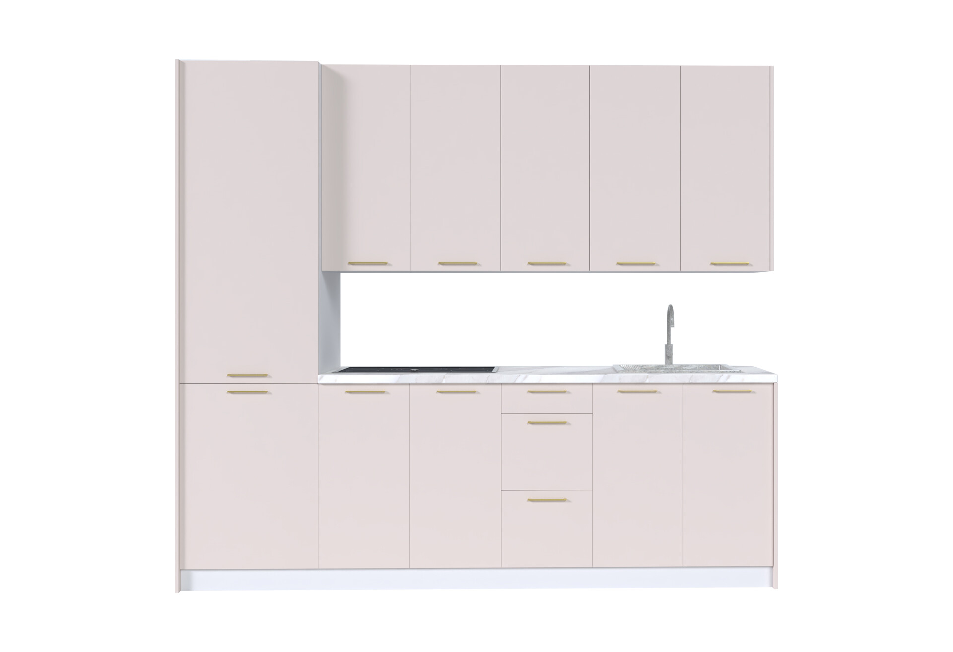 Фото 4 - Кухня МироМарк Лео / Leo 260 см, белый / кашемир, ручки золото
