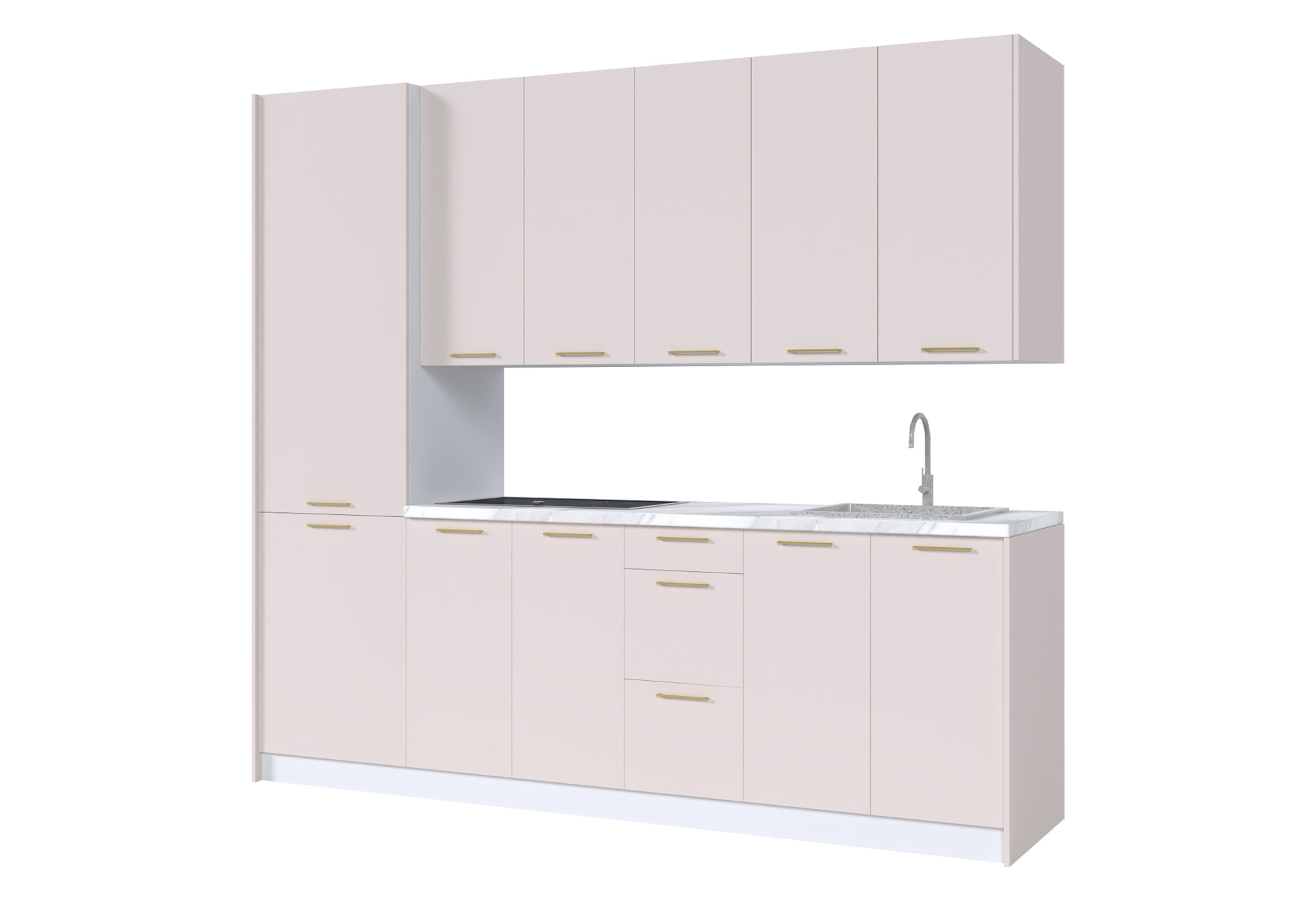 Фото 2 - Кухня МироМарк Лео / Leo 260 см, белый / кашемир, ручки золото